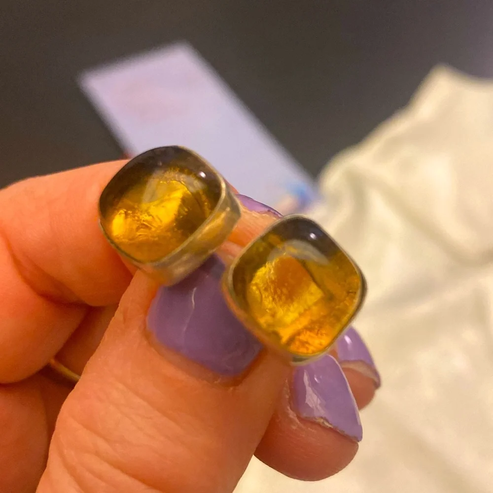 925 silver Amber earrings - Picture 3 of 4